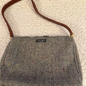 Kate Spade Vintage Herringbone Gray and Brown Shoulder Bag